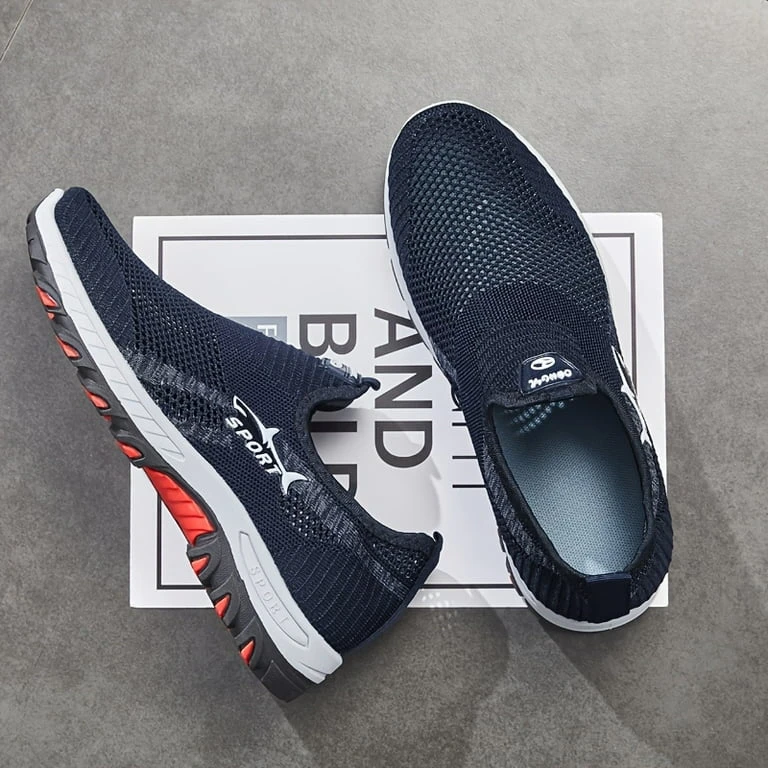 Black Mesh Slip-On Sport Shoes