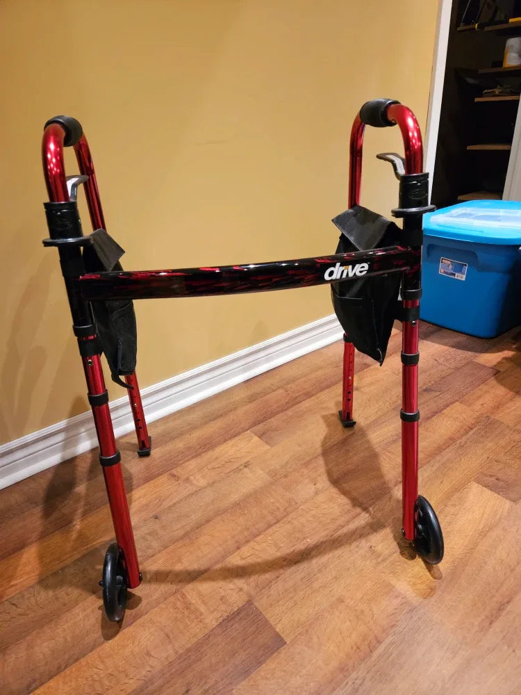 Drive Red Folding Walker with Wheels
