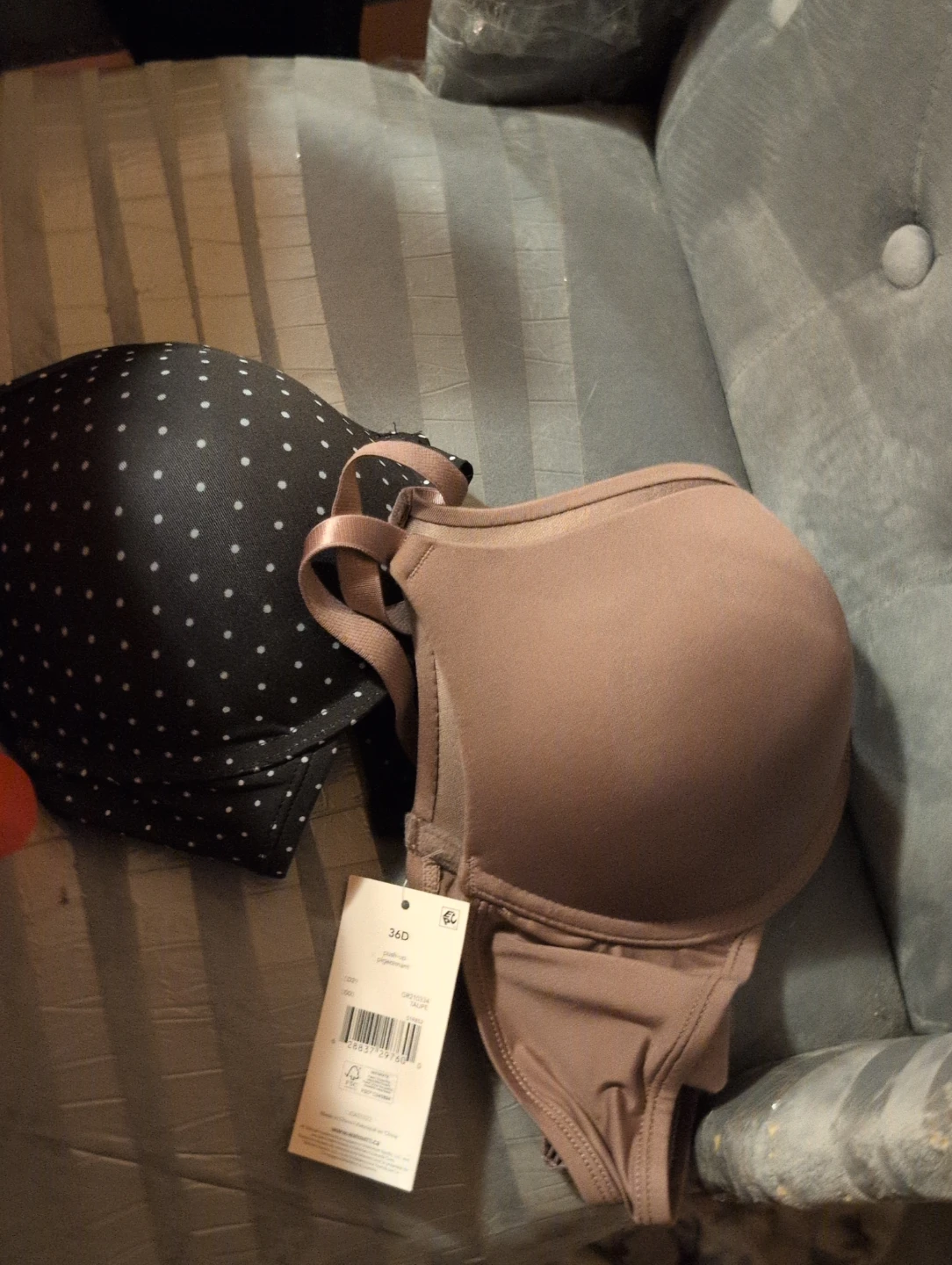 36D Bras - Polka Dot & Taupe