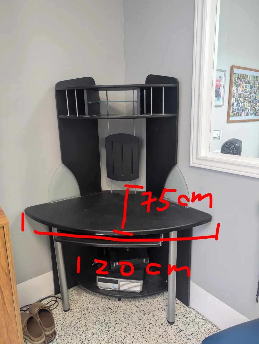 Corner Computer Desk with Shelves - Black image indicator(2)