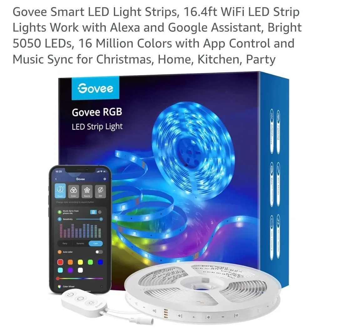 New - Govee RGB LED Strip Light 16.4ft