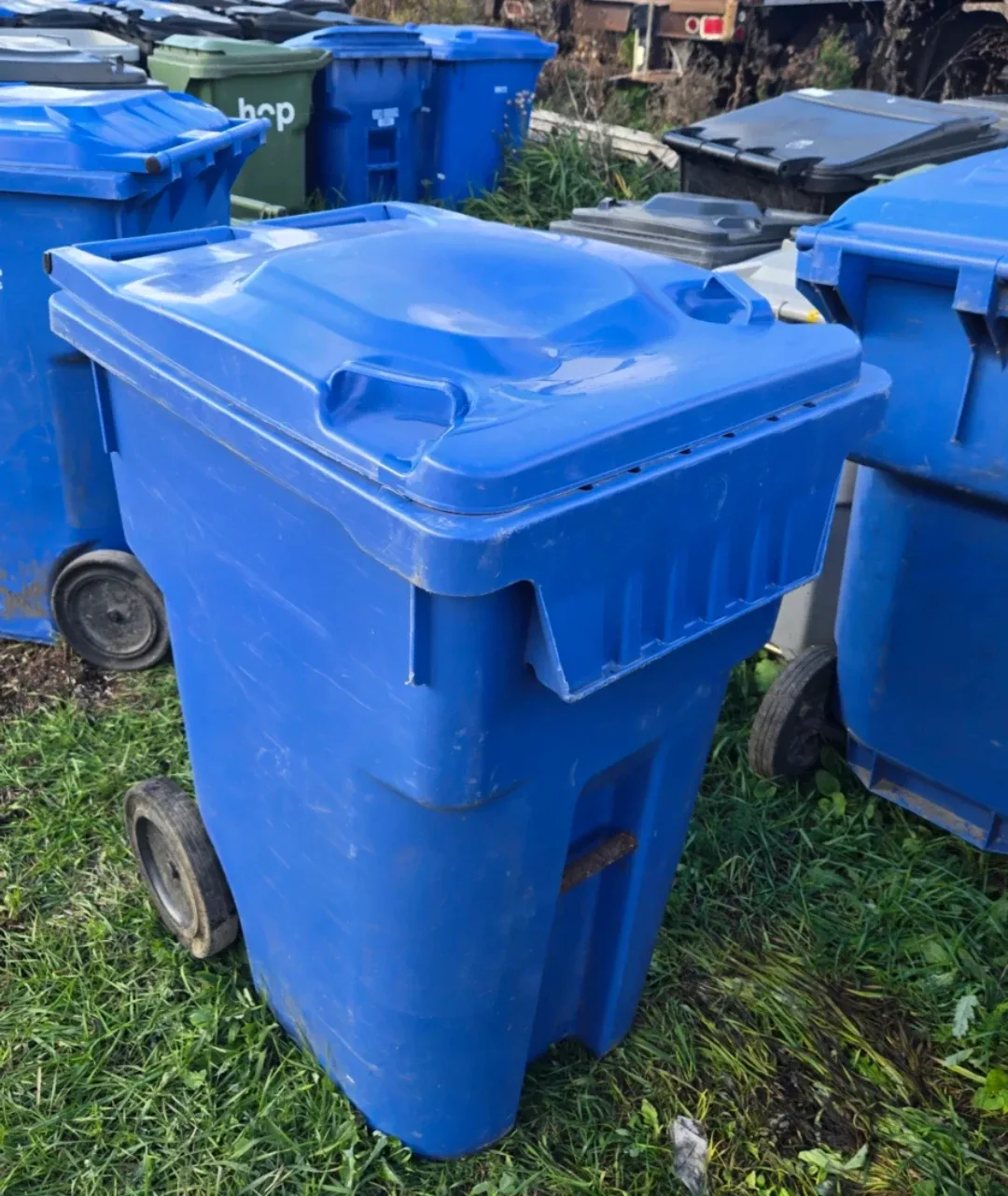 Blue Wheeled Garbage Bin