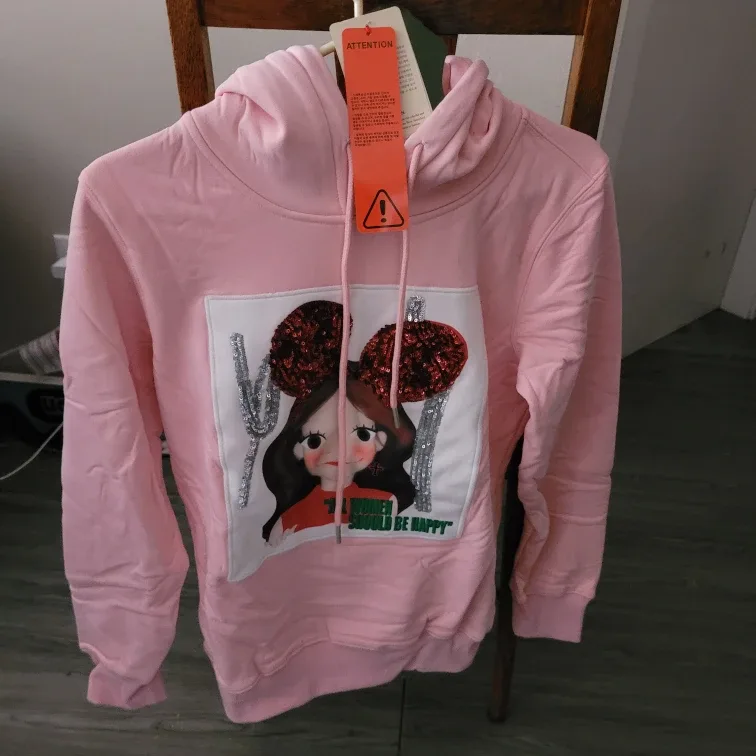 Pink Graphic Print Hoodie