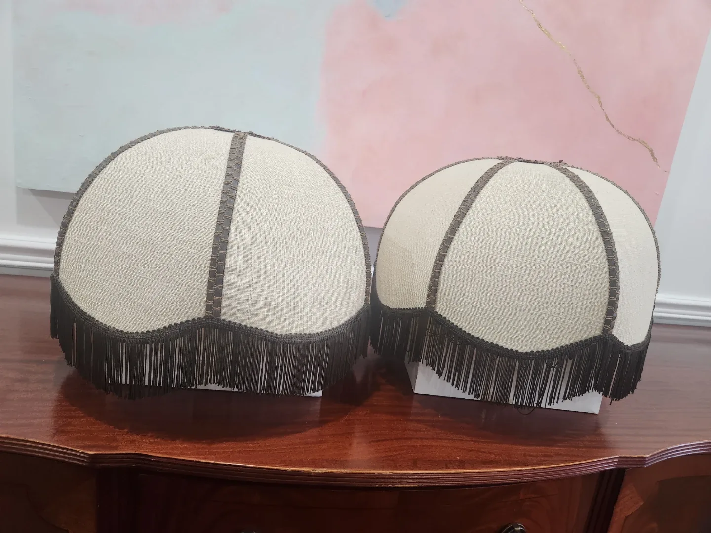 Vintage pair of Tassel Lampshade MCM image indicator(2)