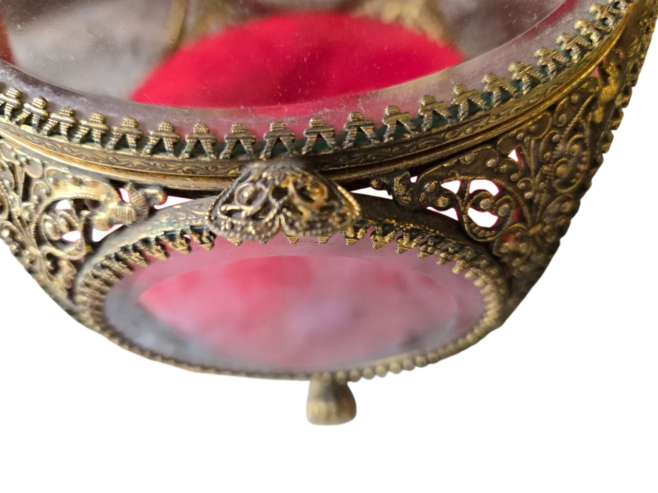 Vintage Glass & Gold Jewelry Trinket Box image indicator(9)