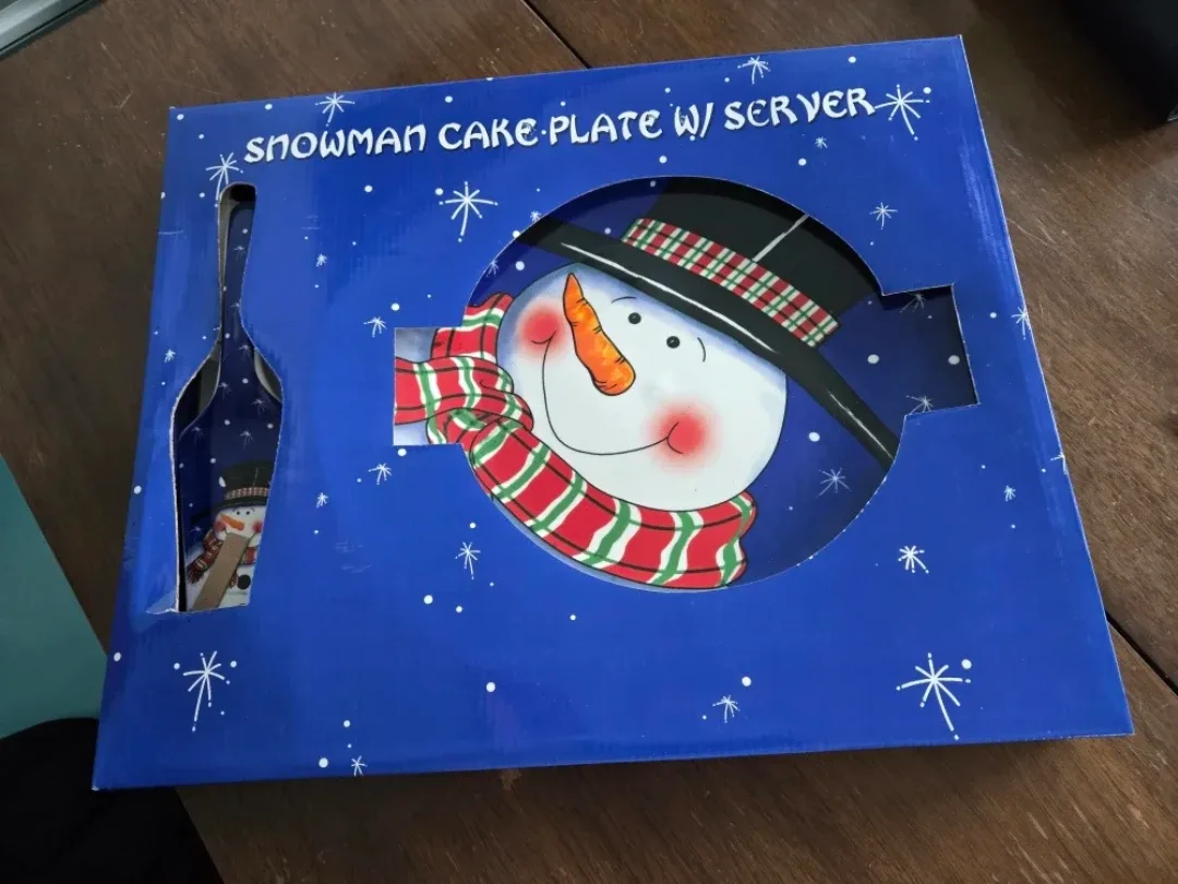 Estate Sale Snowman Cake Plate w/Server