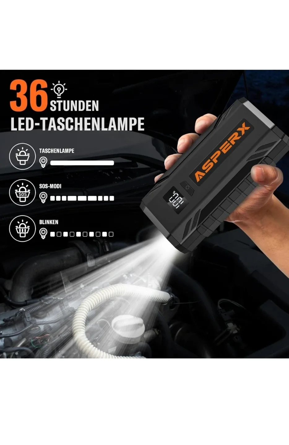 New  AsperX  Car a jump starter power bank 2000a Features image indicator(3)