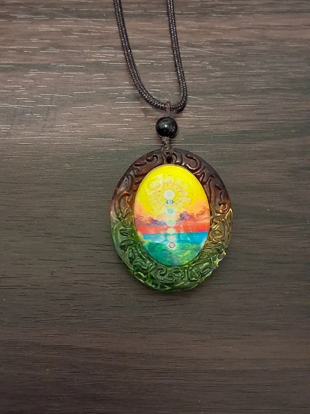 Reversible Pendant Necklace with Shiva Image & Chakra Image image indicator(2)