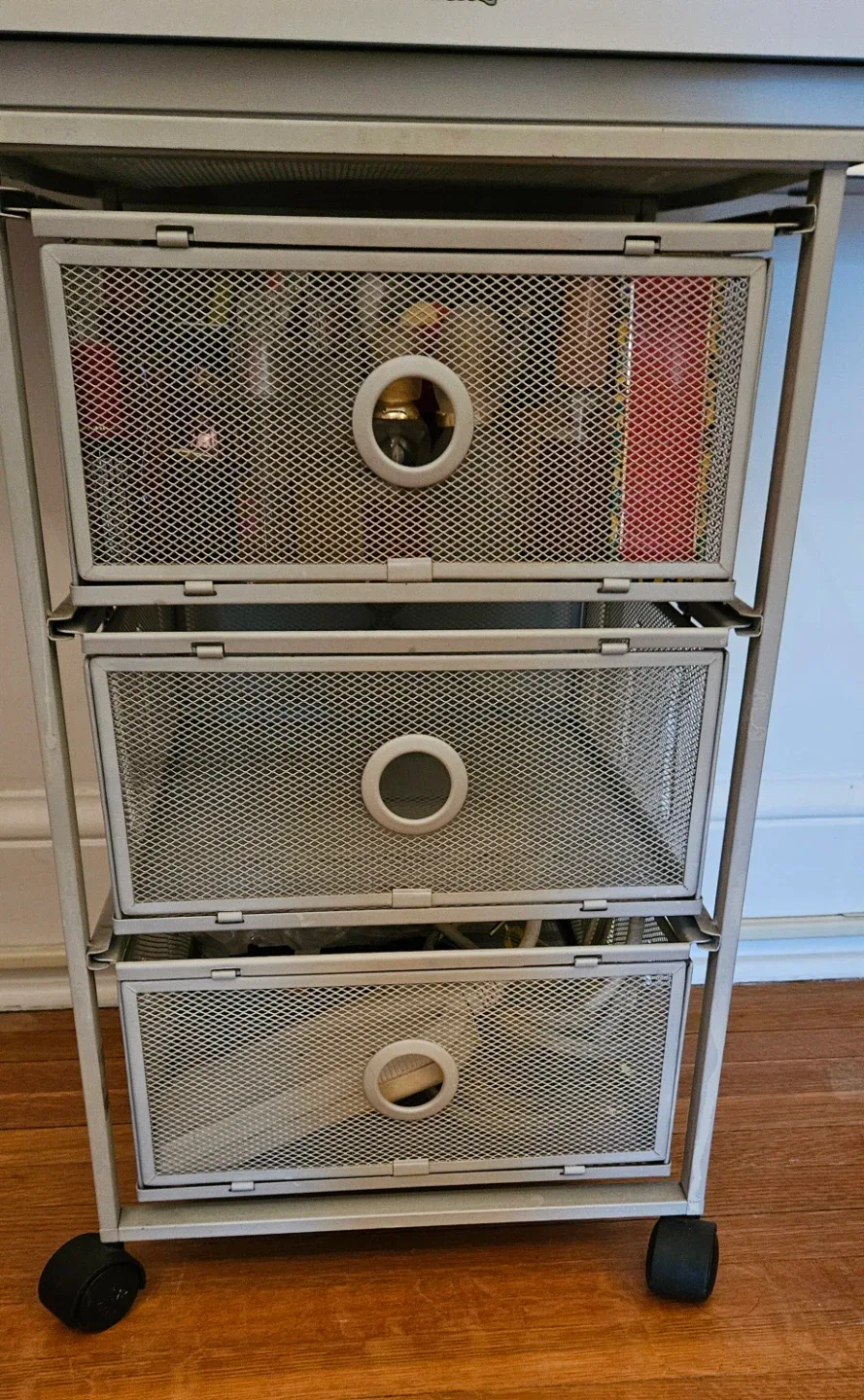 Rolling Metal Mesh Drawer Cart