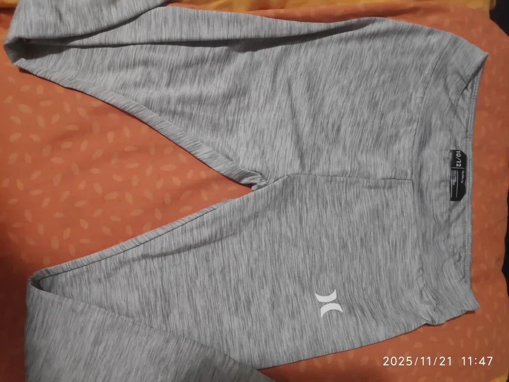 Hurley Girls' Grey Heathered Leggings Size 10/12