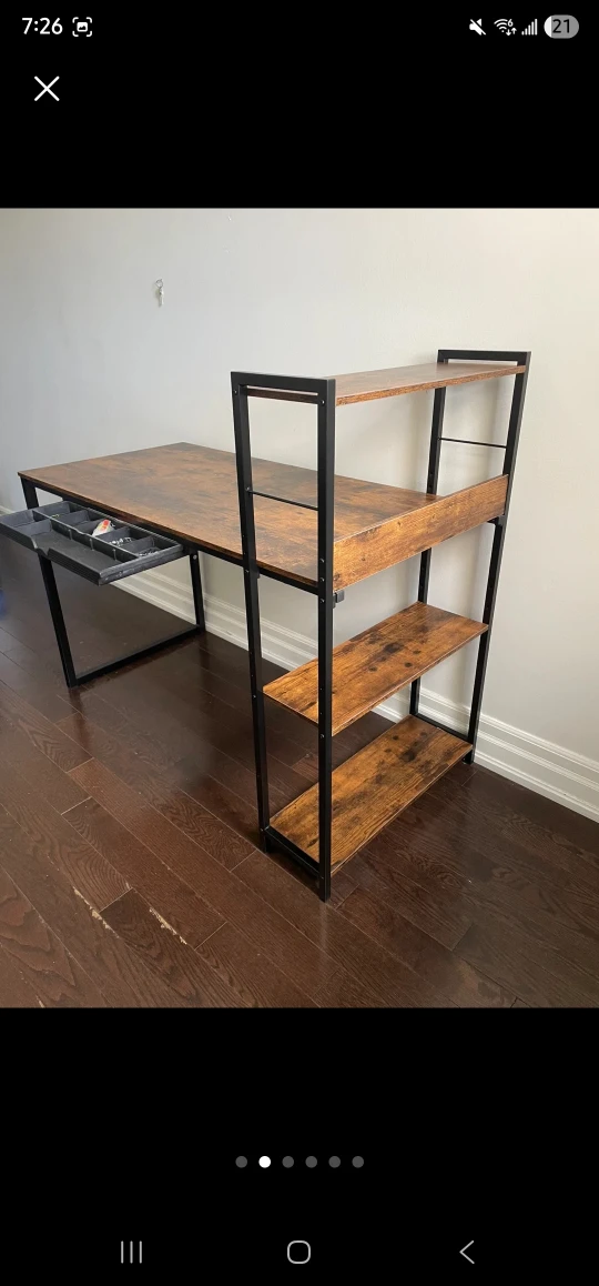 Brown Desk with Shelves - photo 2