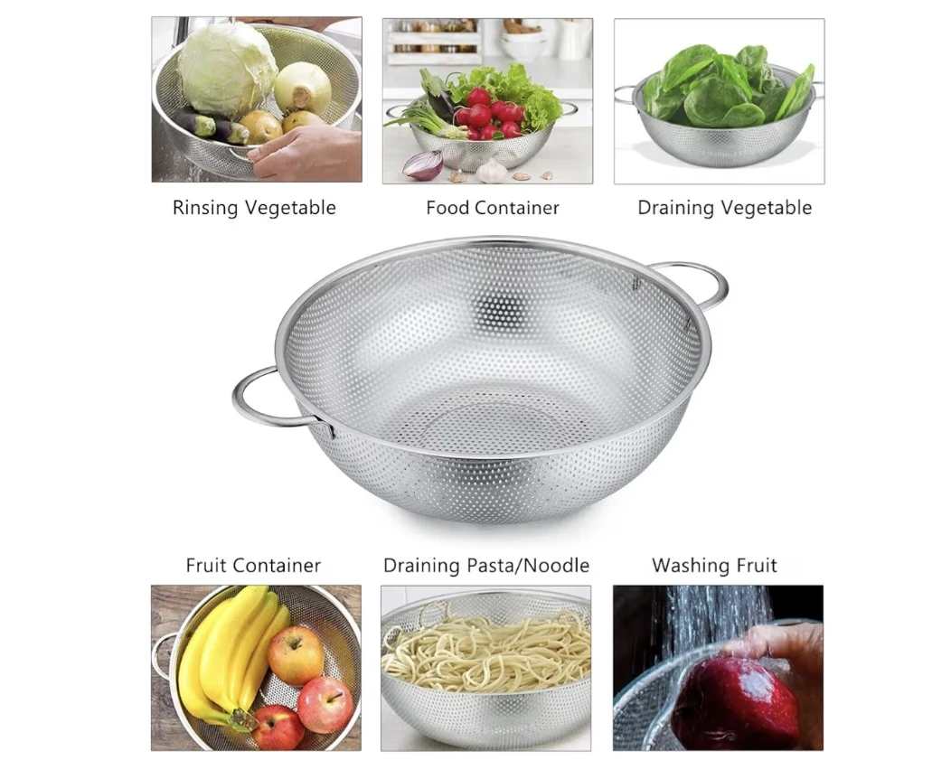 P&P Chef Stainless Steel Colander Set (8.8 + 11.2 Inch) - photo 3