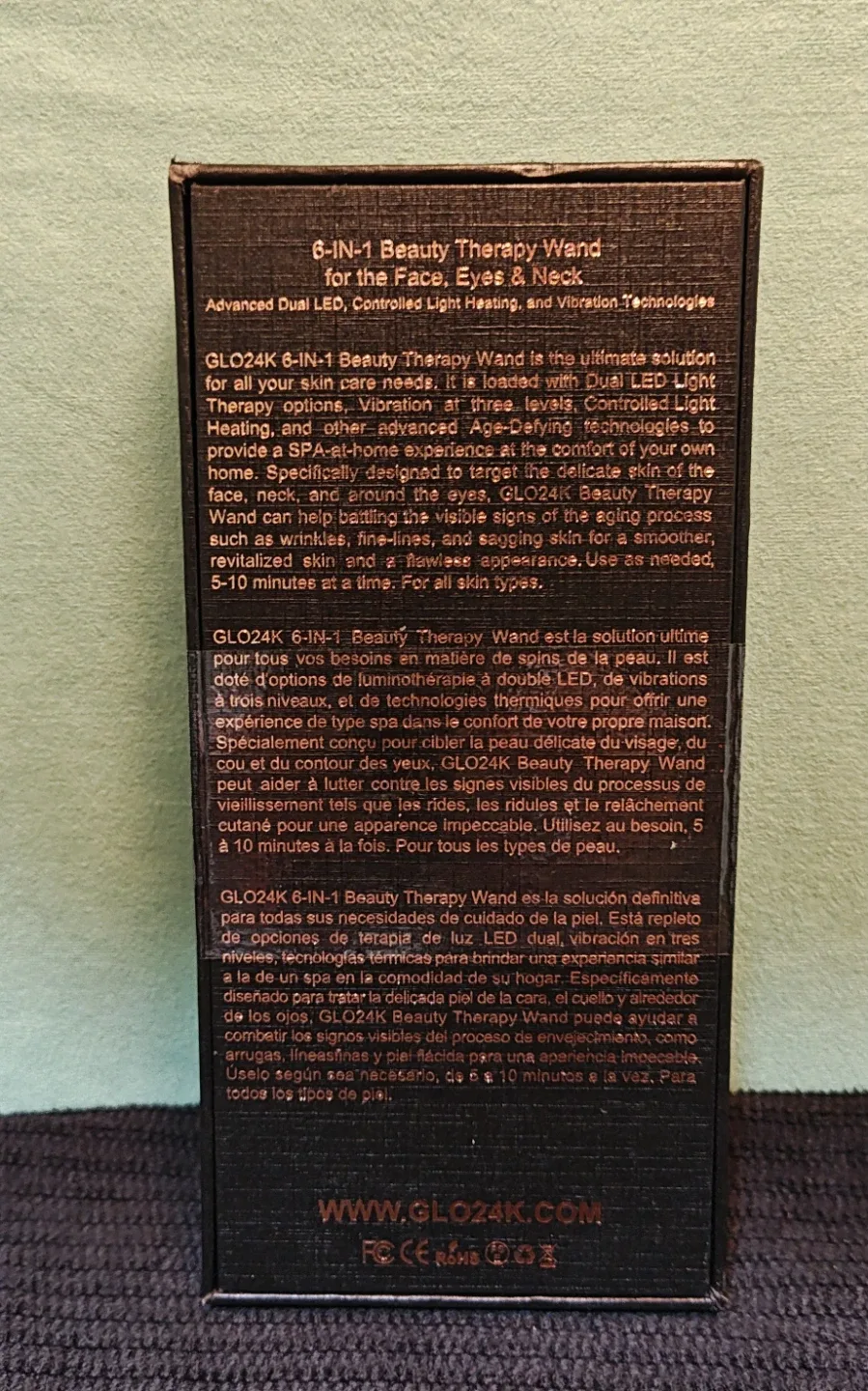 NIB GLO24K 6-IN-1 LED Beauty Therapy Wand image indicator(7)