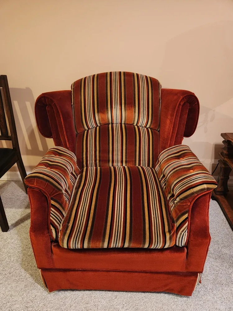 Vintage Red Striped Armchair
