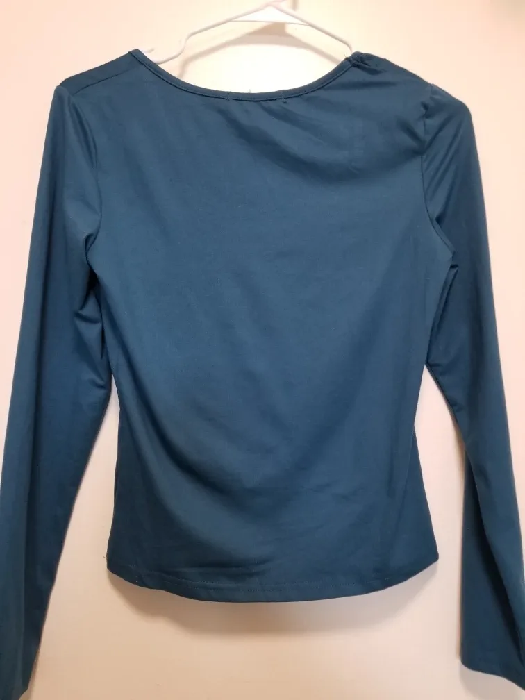 Dazevt Long Sleeve Teal Top image indicator(2)