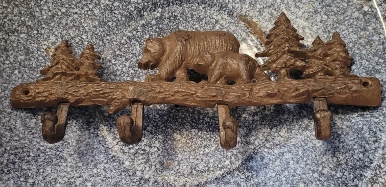 Bear & Tree Cast Iron Coat Rack