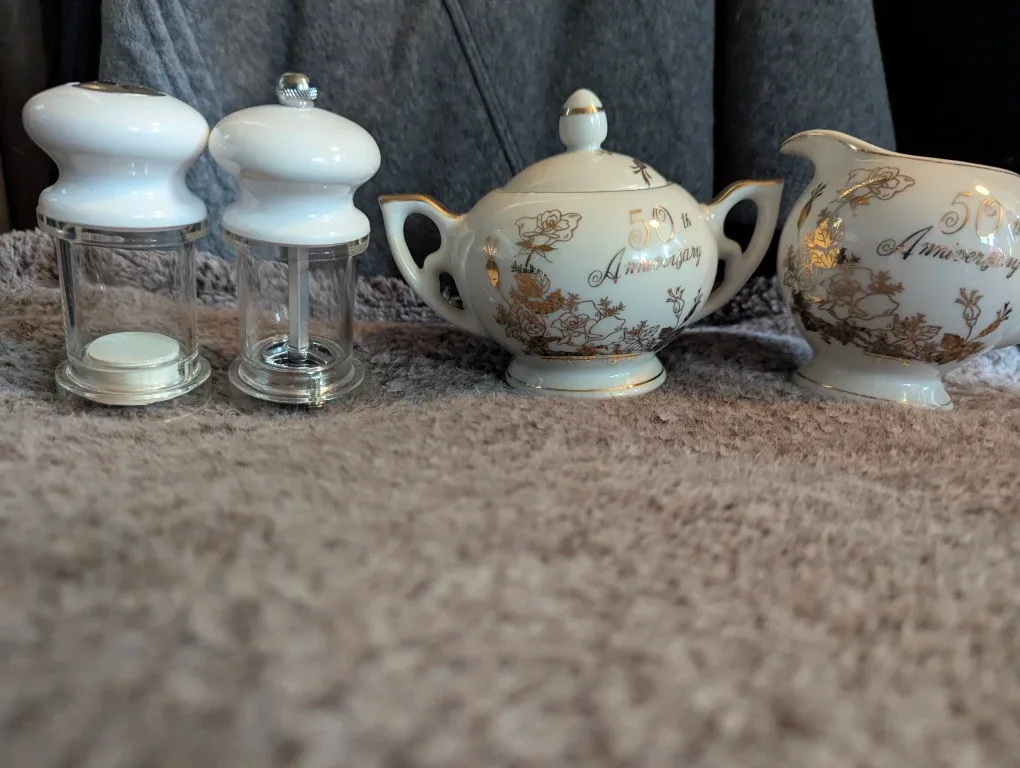 50th Anniversary Sugar, Creamer, Salt & Pepper Set
