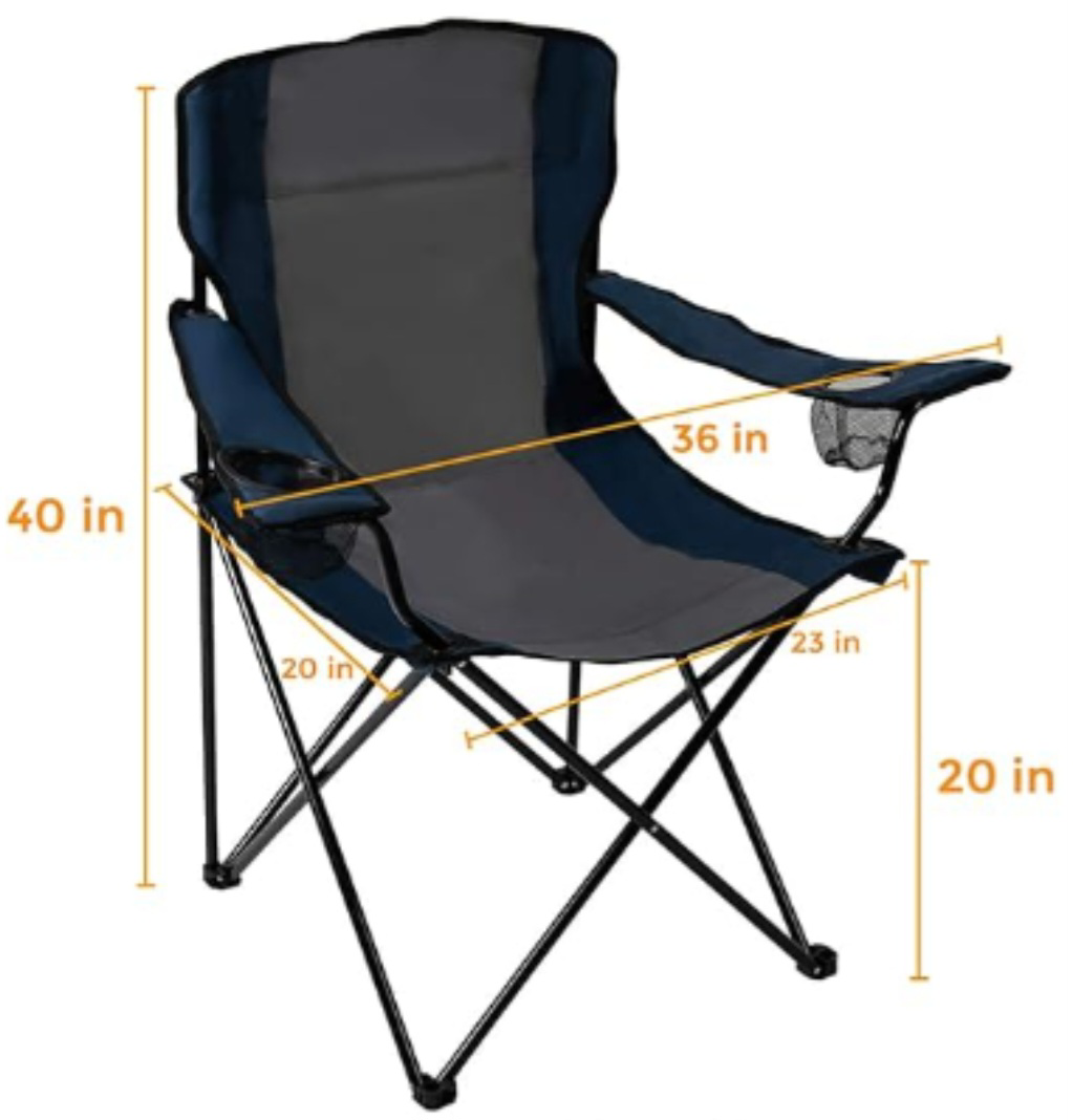 Selling 2 foldable camping chairs w Cupholder & Carrybags