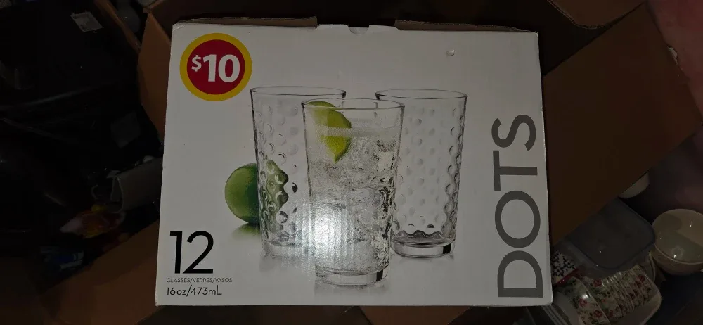DOTS Glass Set - 12 Glasses, 16oz