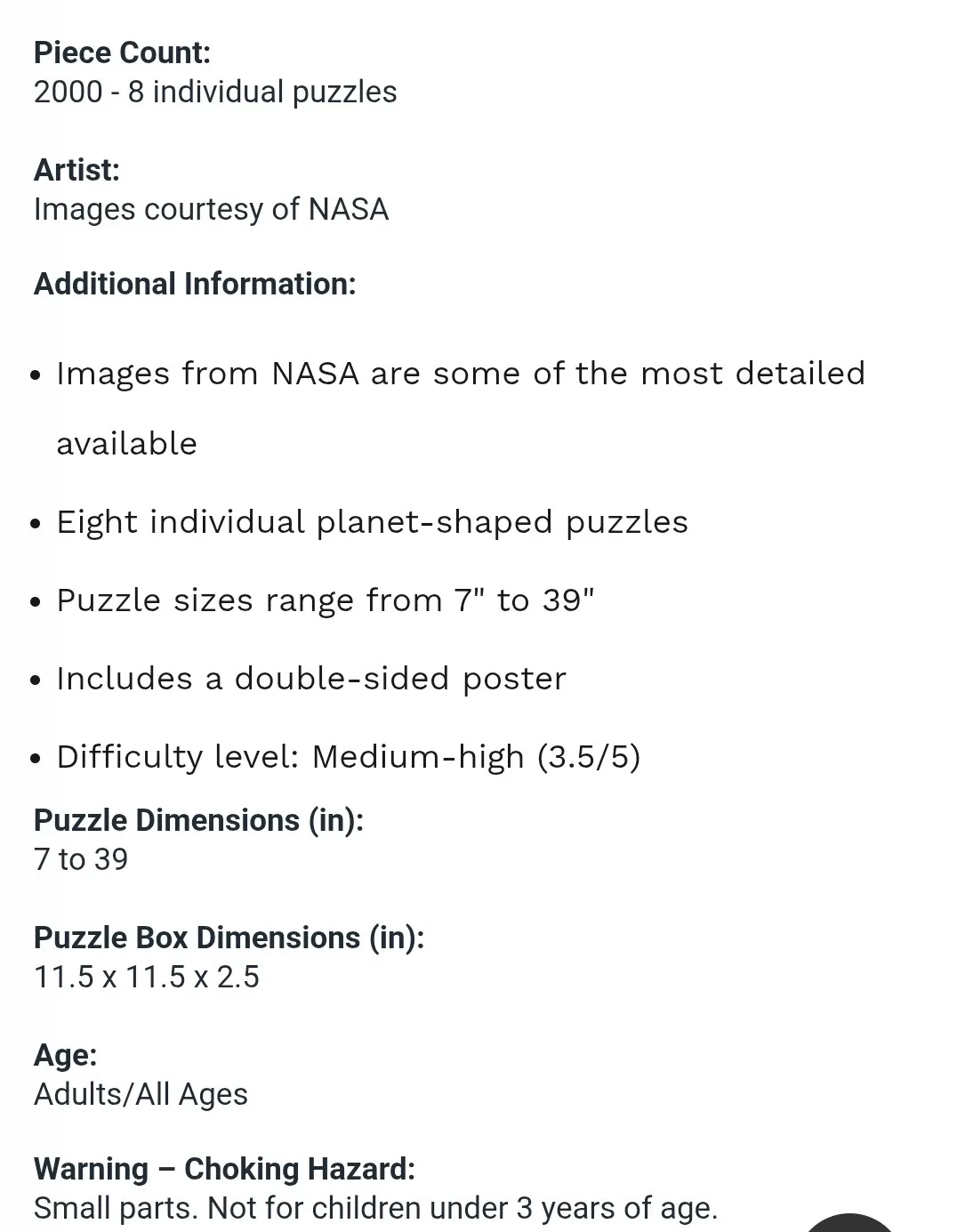 The Planets 2000 Piece Puzzle New sealed box image indicator(2)