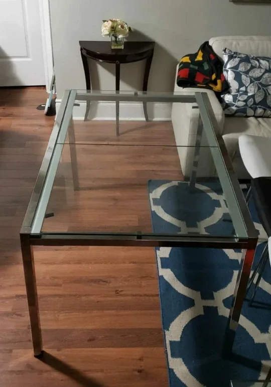 Glass Top Dining Table with 3 Chairs image indicator(2)