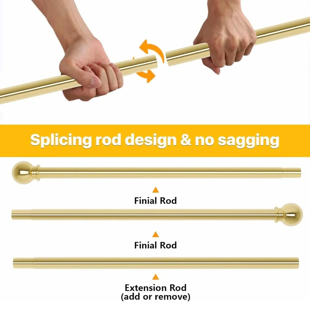 Gold Adjustable Curtain Rods 30-48" 5/8" Diameter image indicator(2)