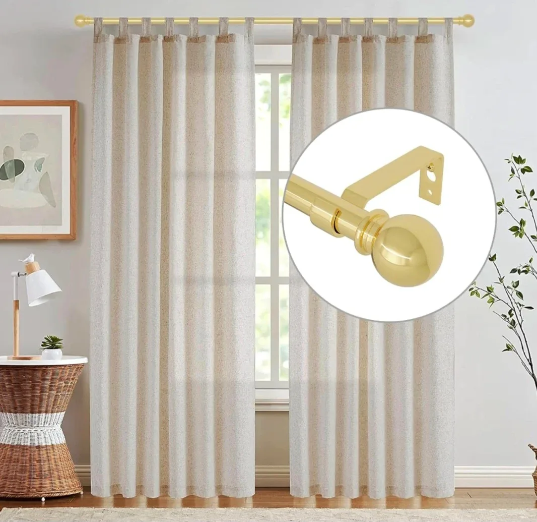 Gold Adjustable Curtain Rods 30-48" 5/8" Diameter image indicator(5)