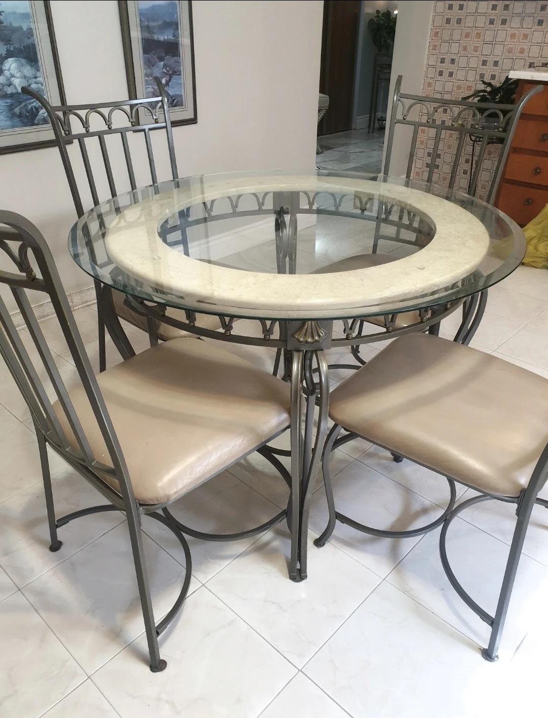 Glass Top Dining Table with 4 Chairs
