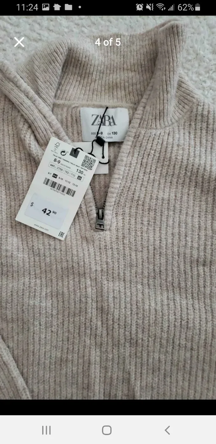 Zara Knit Half-Zip Sweater - New with Tags image indicator(3)