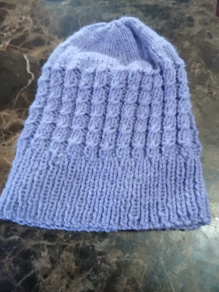 Handmade Knitted Beanie - Light Purple