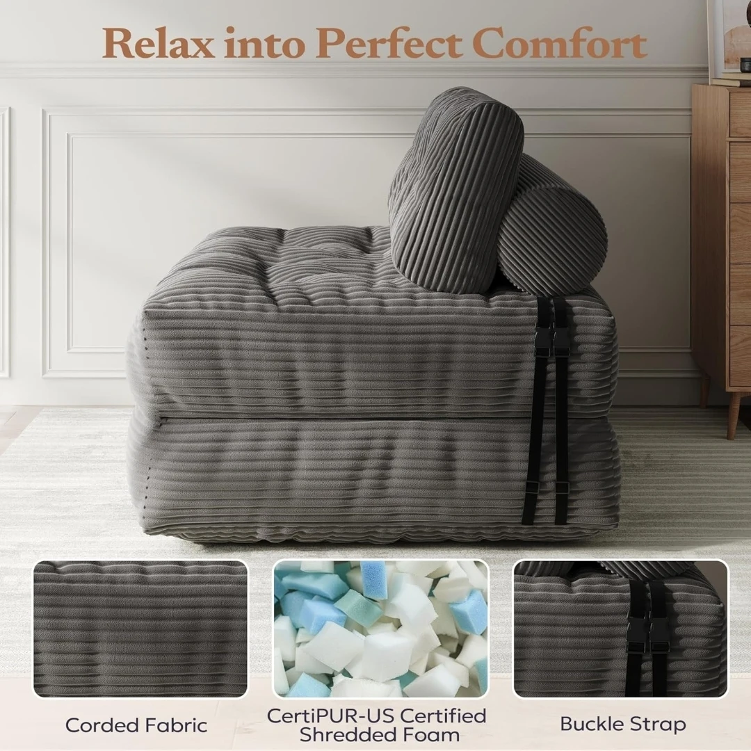 🥕3 in 1 Folding Sofa Bed - Corded Fabric - photo 3