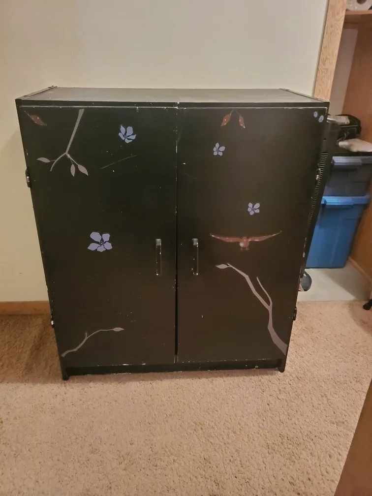 Black Cabinet with Floral Design