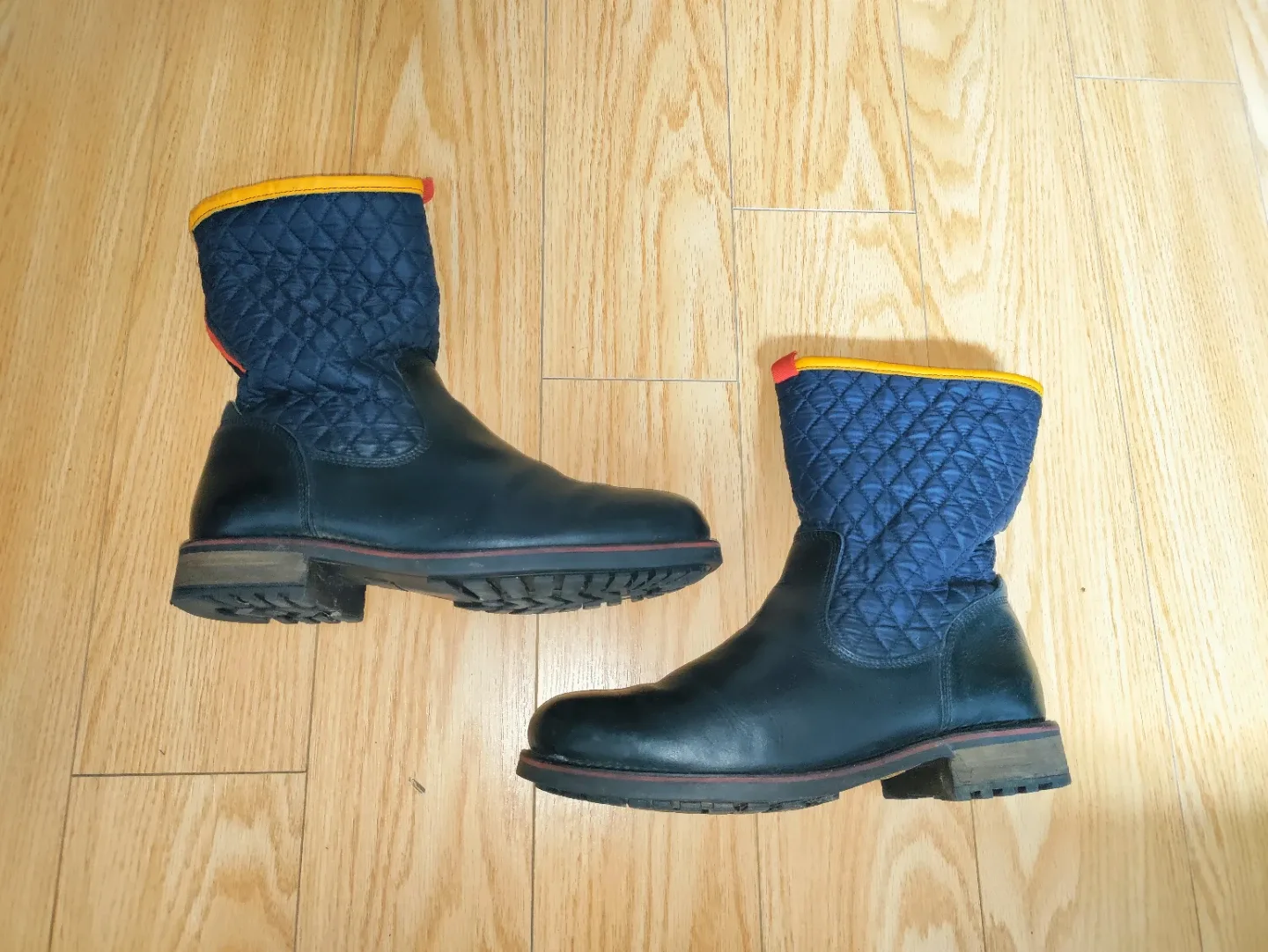 Black Leather & Quilted Boots men's 8 women's 9