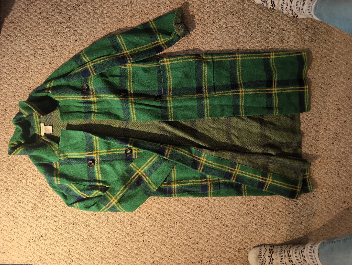Christian Siriano Green Plaid Coat XL