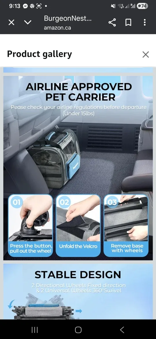 BurgeonNest Rolling Pet Carrier - Brand New! image indicator(9)