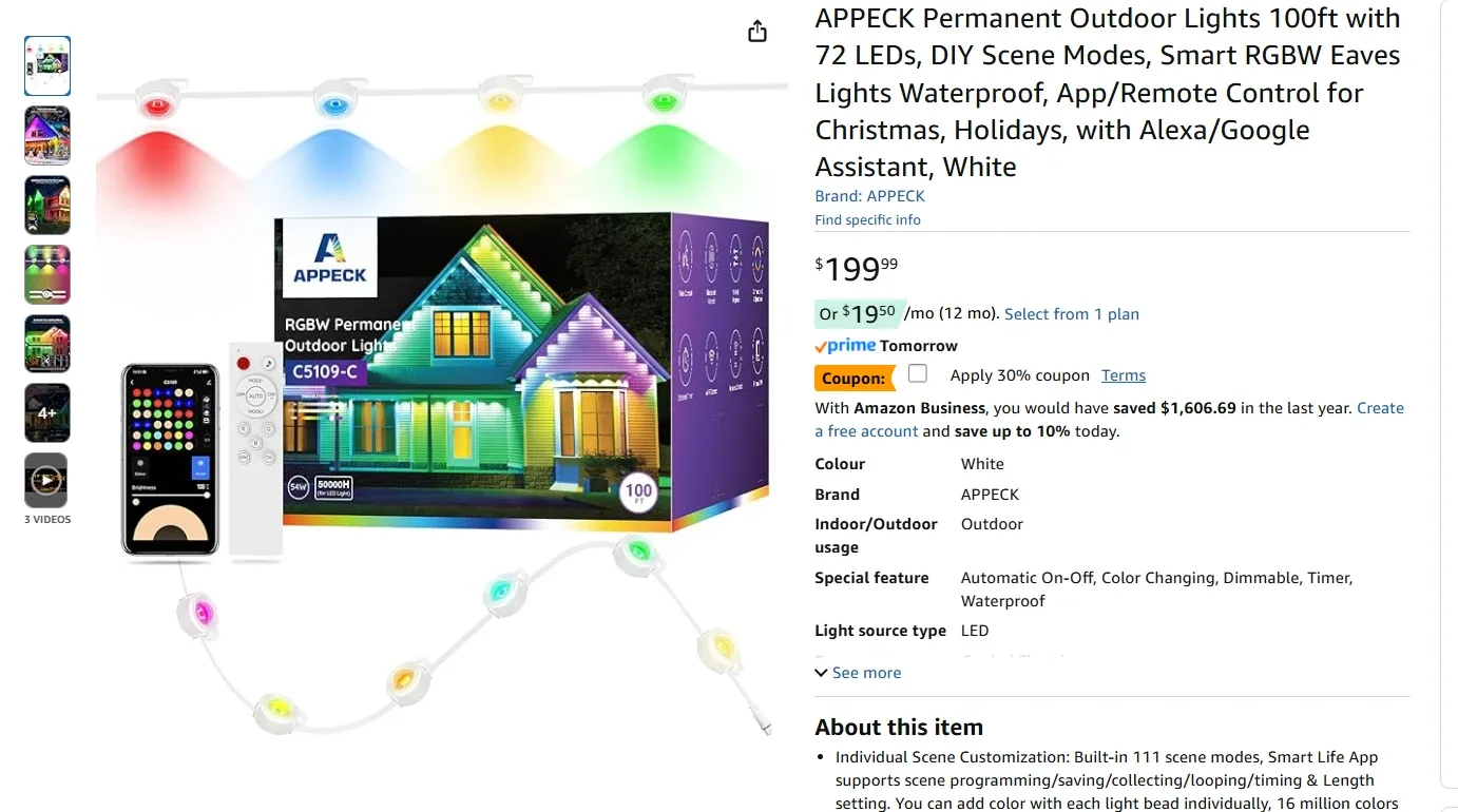 Permanent Outdoor Lights 100ft BNIB image indicator(2)