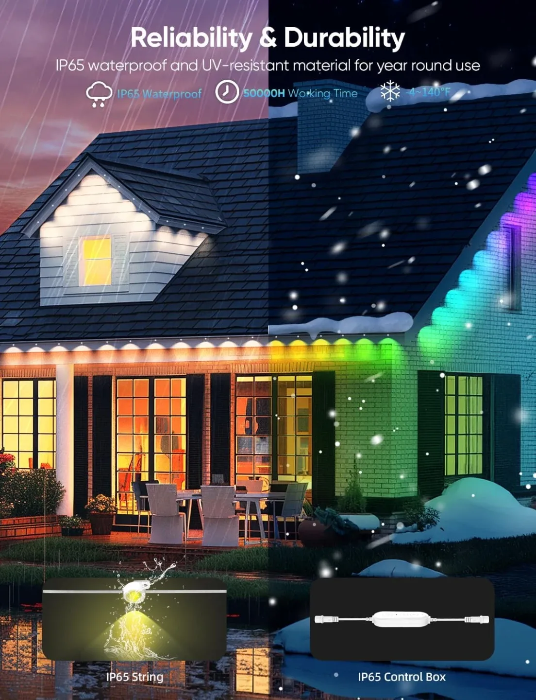 Permanent Outdoor Lights 100ft BNIB image indicator(4)