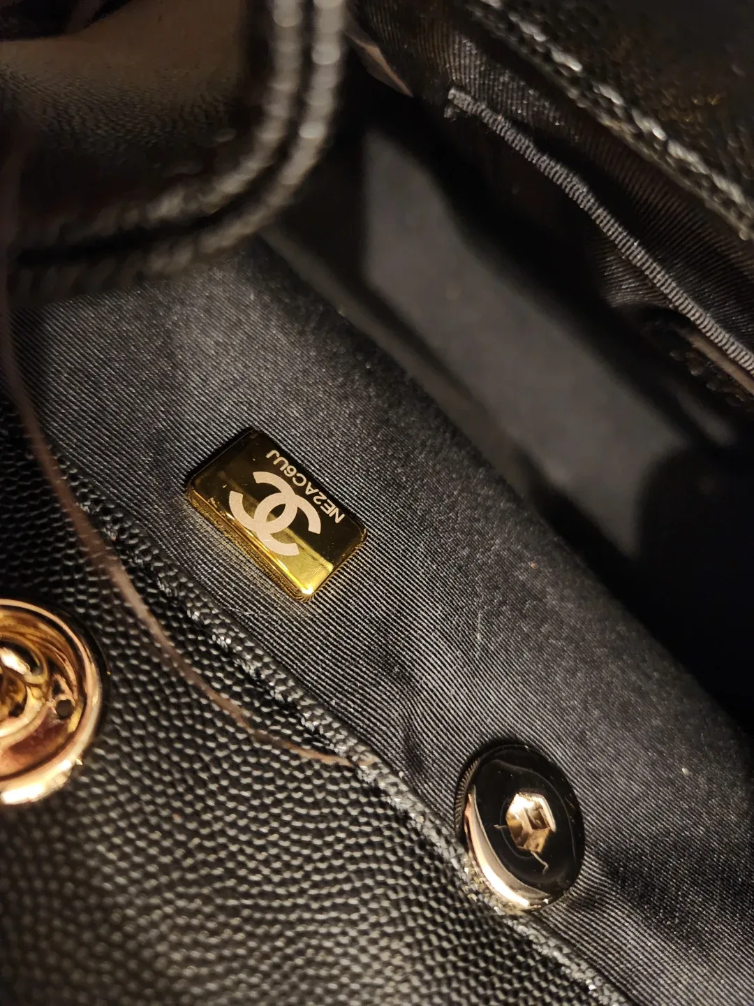 New Black caviar leather Chanel inspired mini backpack image indicator(5)