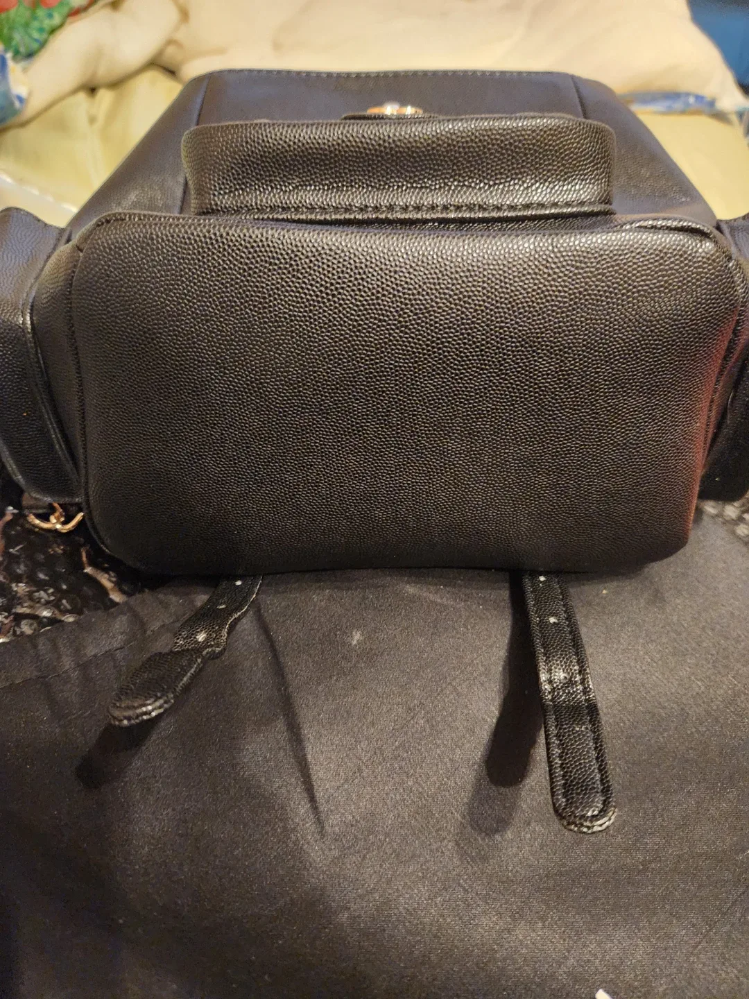 New Black caviar leather Chanel inspired mini backpack image indicator(6)