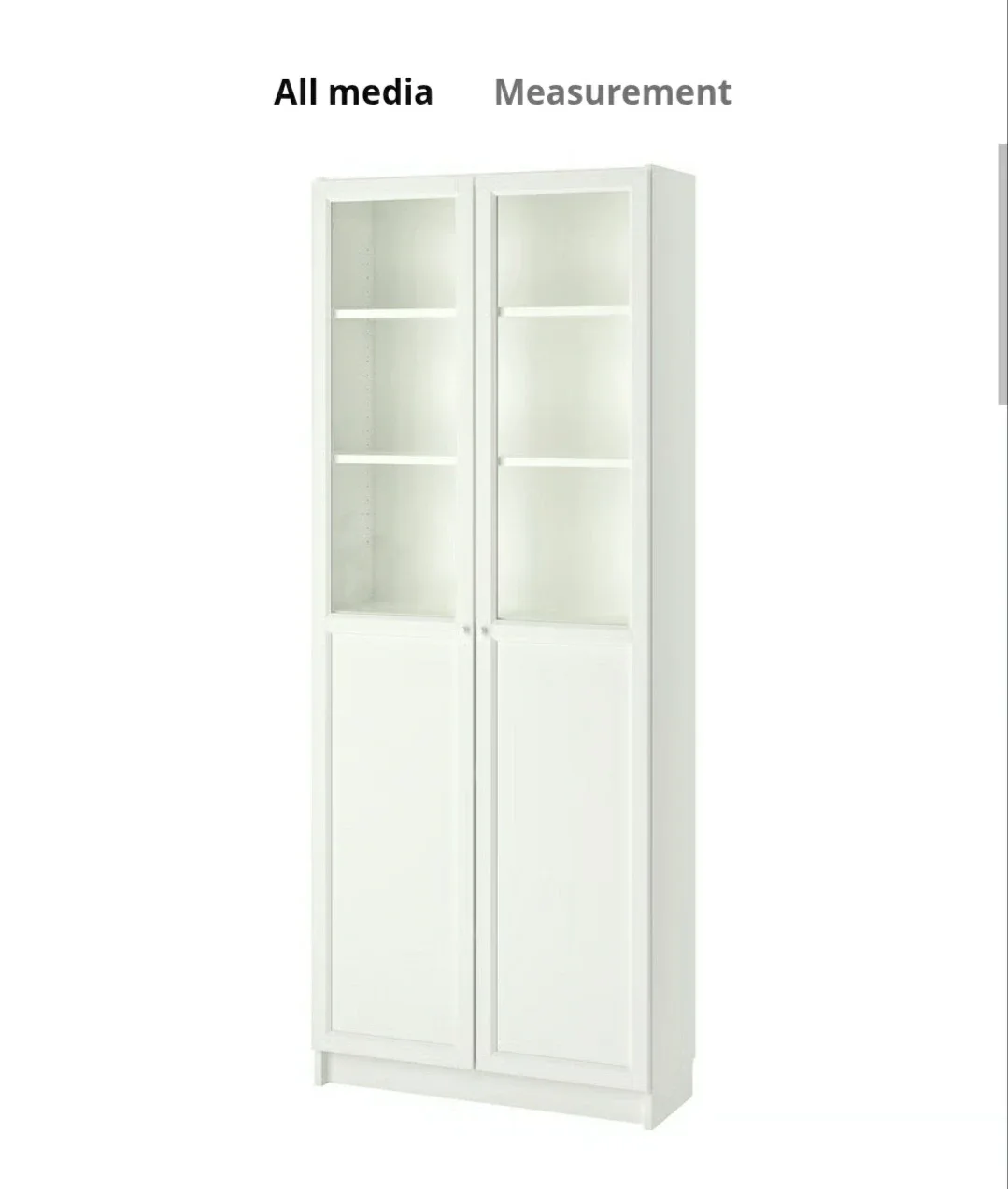 IKEA Billy White Bookcase with Glass Door