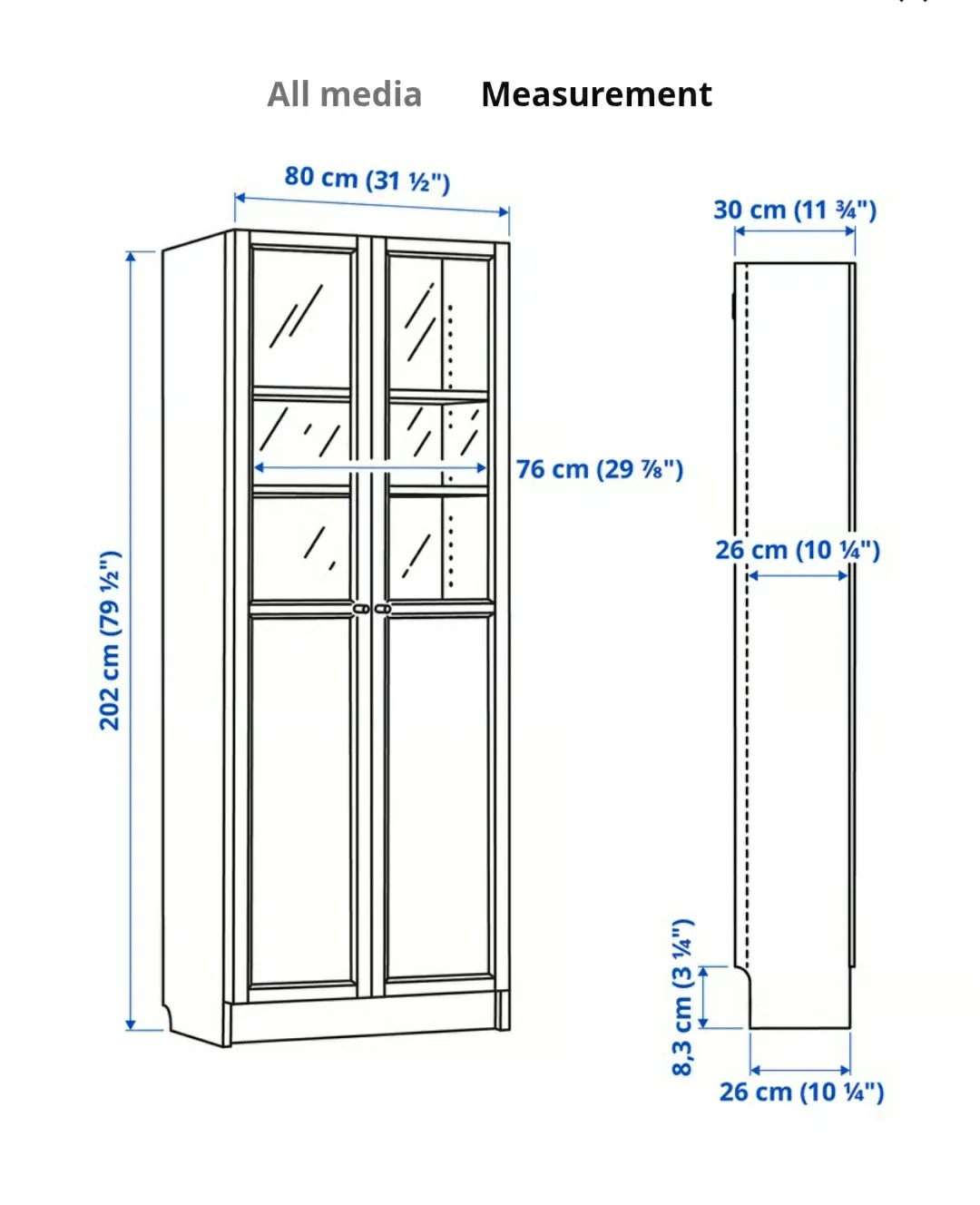 IKEA Billy White Bookcase with Glass Door image indicator(2)