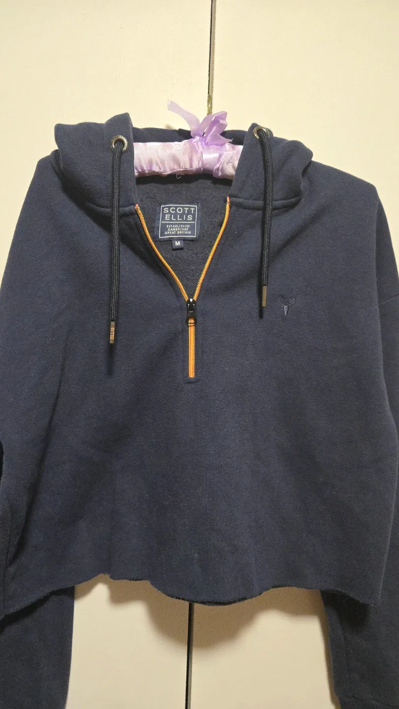 Scott Ellis Navy Cropped Hoodie - Size M