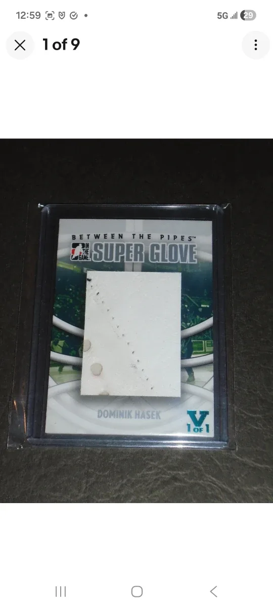 Dominik Hasek Super Glove Hockey Card/Leather Relic/ 1/1