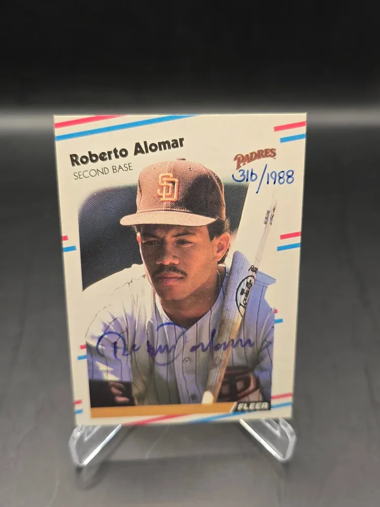 Roberto Alomar Autograph Fleer Baseball Card /1988 COA