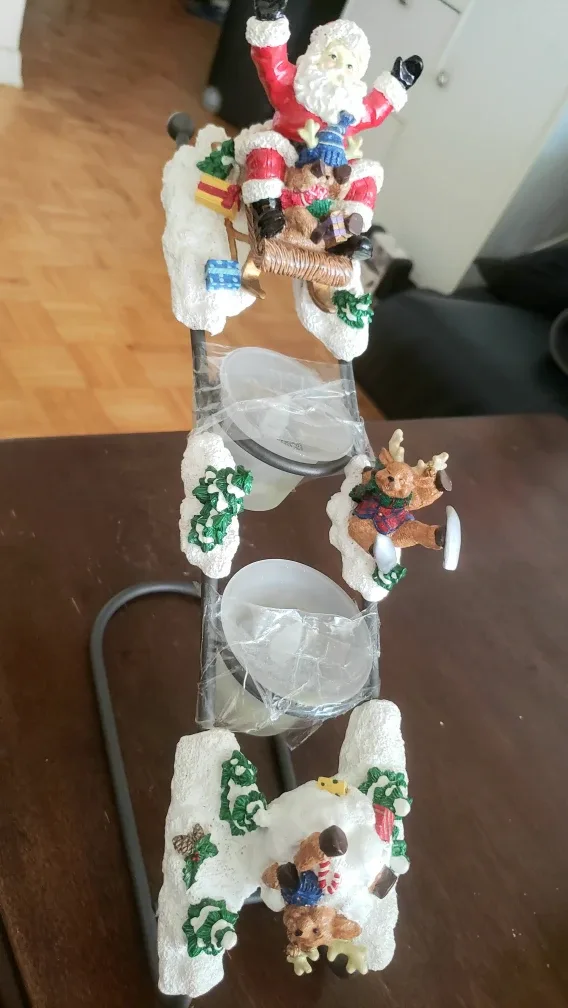 Christmas Candle Holder with Santa and Reindeer
