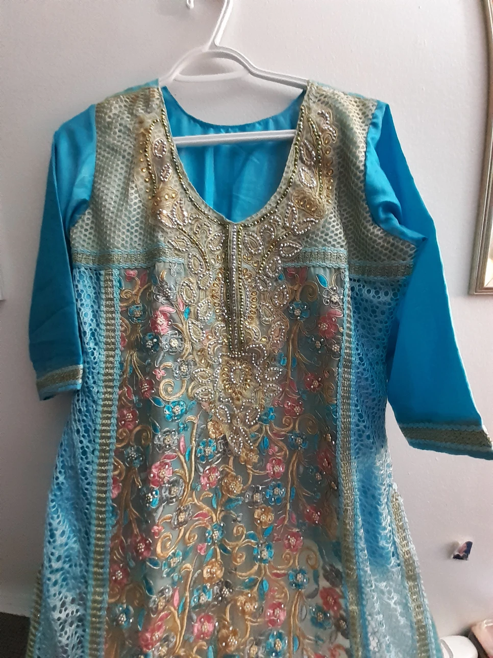 Embroidered Salwar Kameez - Turquoise - photo 5