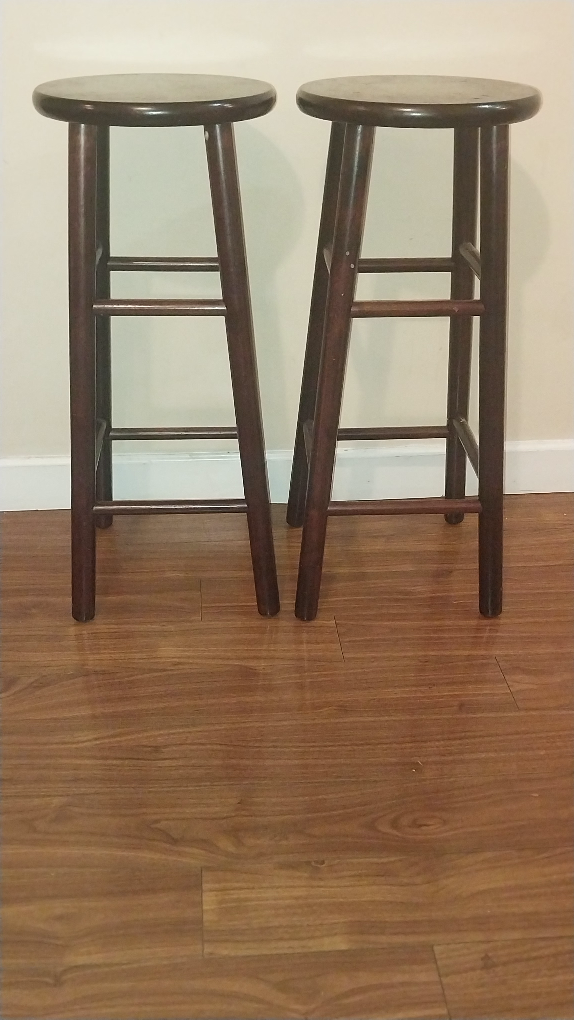 Wooden Bar Stools - Set of 2