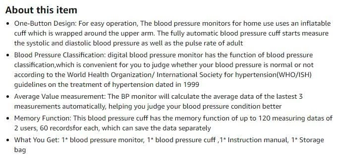New~Arm BP Monitor W/Blood Pressure Cuff, Home Use - photo 4