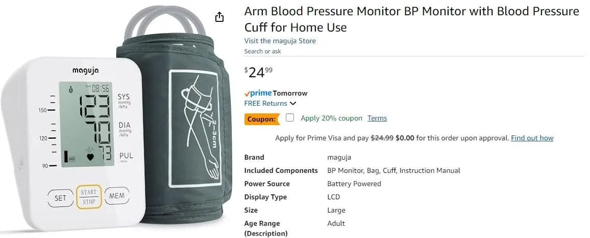 New~Arm BP Monitor W/Blood Pressure Cuff, Home Use image indicator(5)