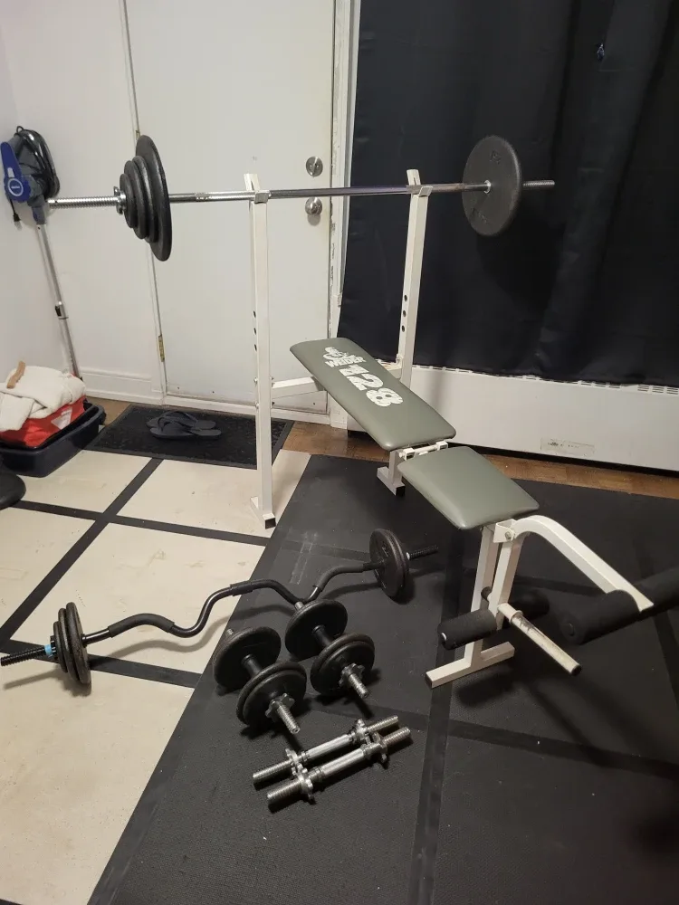 Weider 128 Weight Bench with Weight lifting set image indicator(3)